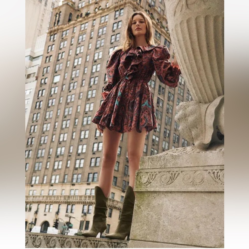 Ulla Johnson Caris Carmine Batik Mini Dress Small 4